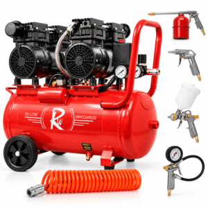 Silent Oil Free Electric Air Compressor 50L Litre 116PSI Plus 5pc Tool Kit