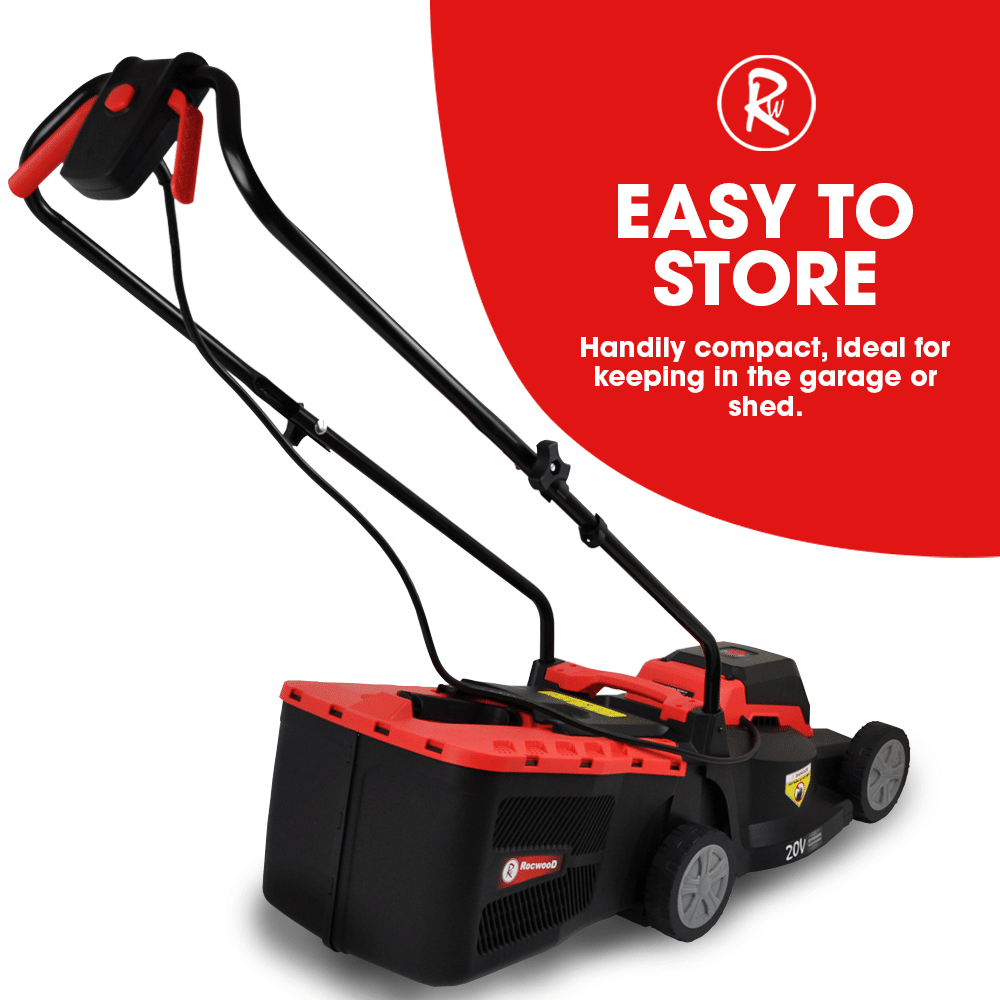 Electric Grass Mower Cordless 33cm Lawnmower RocwooD
