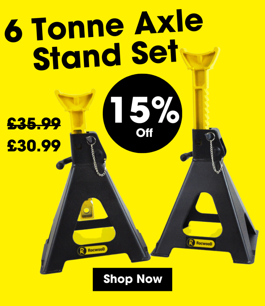 Our RocwooD RWAS6 axle stands Features: High quality strong, sturdy axle stands pair. Each axle stand is rated up to 6 ton load capacity. Ratchet adjustable for quick, easy height adjustment. Perfect for most automotive maintenance and repair jobs. Simple strong and functional design.